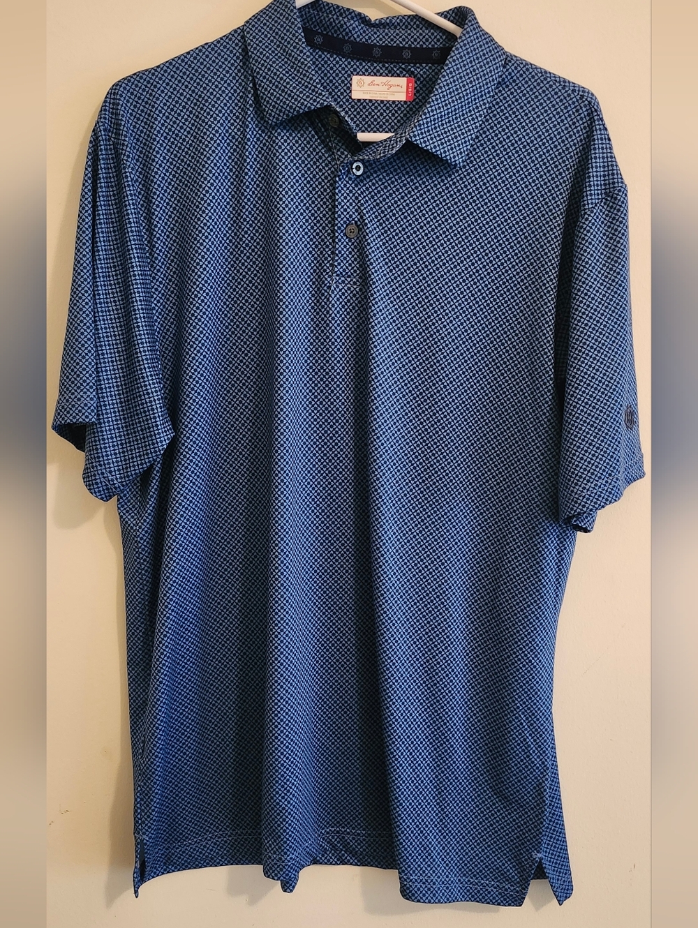 Hogan Men’s Blue Micro-Pattern Polo Great Golf Or Vacay Shirt